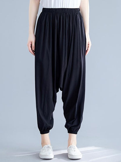 Solid Elastic Waist Design Pants