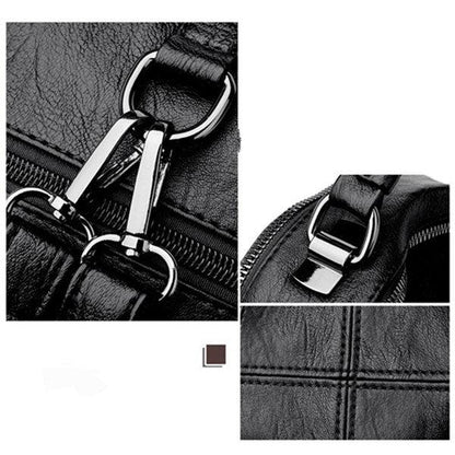 Women Faux Leather Shoulder Bag Solid Color Multi-function Backpack