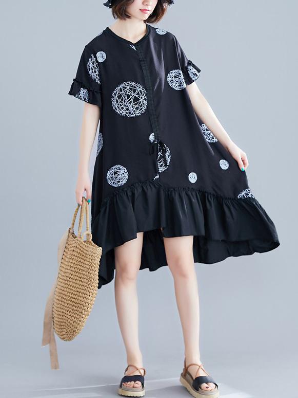 2019 Spring New Loose Falbala Split-joint Dress