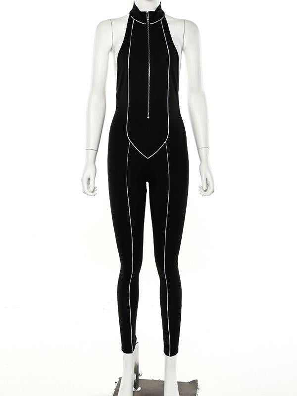 Reflective Backless Split-joint Jumpsuits