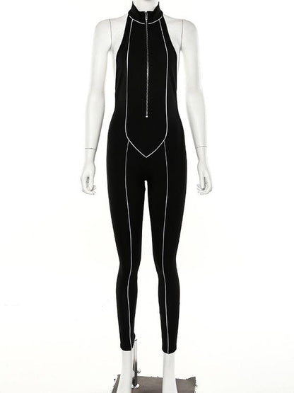 Reflective Backless Split-joint Jumpsuits