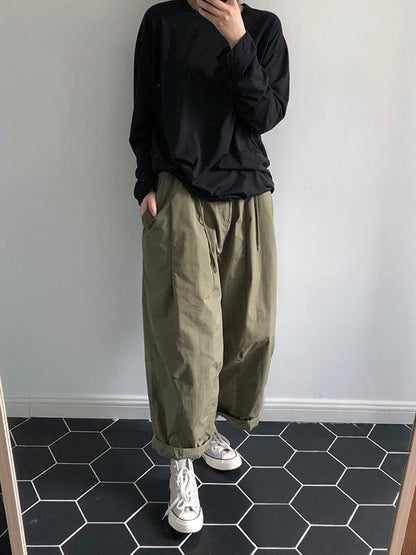 Loose Wide-leg Empire Solid Fashion Pants