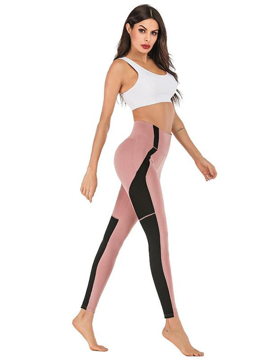 High Waist Color Stiching Workout Leggings