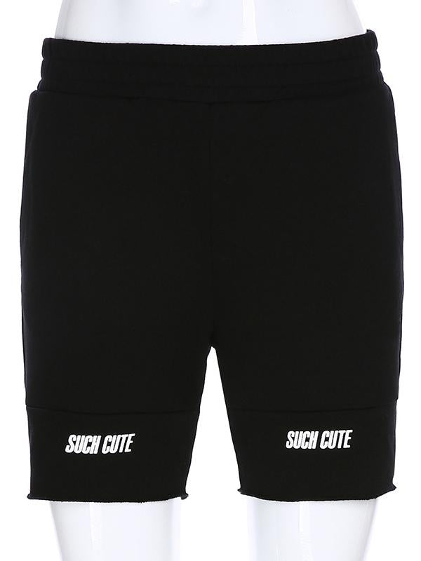 Letter Printed Empire Fitness Sports Shorts