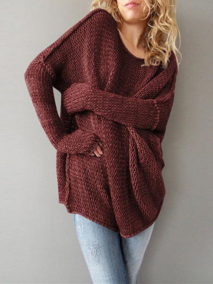 Loose Solid Color Knitting Sweater Tops