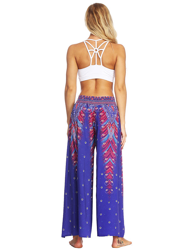 Bohemia Floral Printed Elastics Wide Leg Yoga Pants