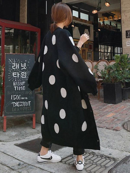 LOOSE POLKA-DOT PRINTED LONG COVER-UP