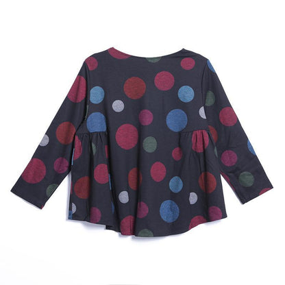 Casual Dot Wide Leg Pants Pullover Regular Long Sleeve Set