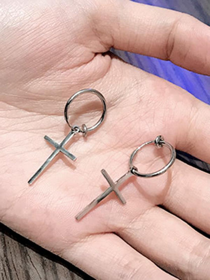 Literary Simple Cross Earrings