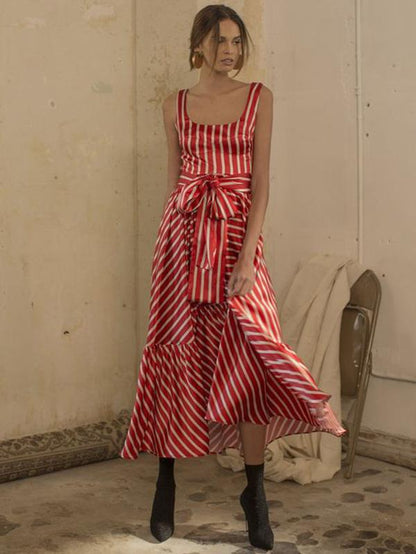 Fashion Striped Printed Maxi Dress