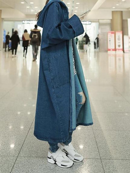 CASUAL LONG JEANS HOODED CAP OUTWEAR