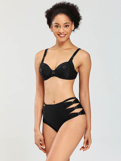 Solid Color Underwired Bikini Swimsuit