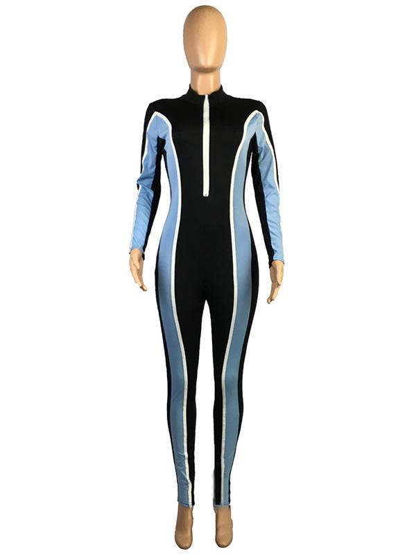 Fashion Casual Color-Block Sports Jumpsuits