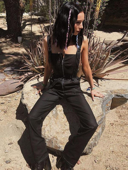 Fashion Column Spaghetti Strap Long Jumpsuit