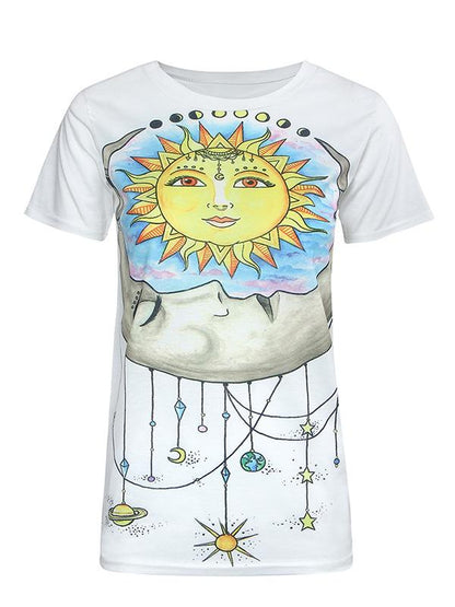 Sun Picture Printed White T-shirt