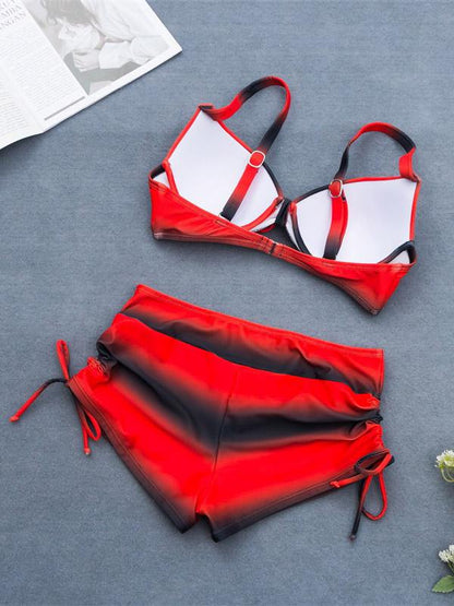 High Waist Black Stripes Bikinis Swimwear