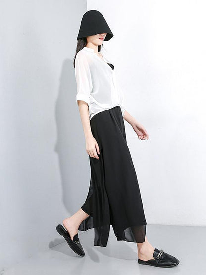 Chiffon False-Two Wide Leg Pants