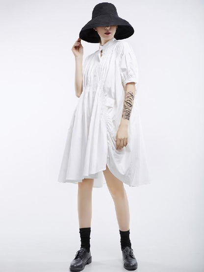 Asymmetric Lantern Short Sleeves Dress