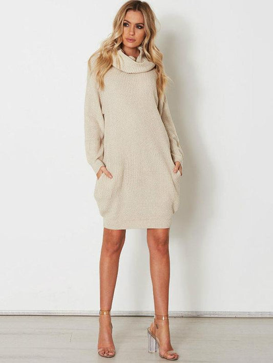 Solid Split-joint Knitting Long Sweater Skirt