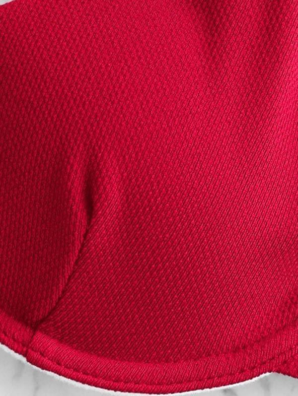 Solid Color Ruffled Split Bikini Swimsuit