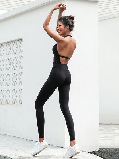 Sexy Backless Solid Yoga Jumpsuits