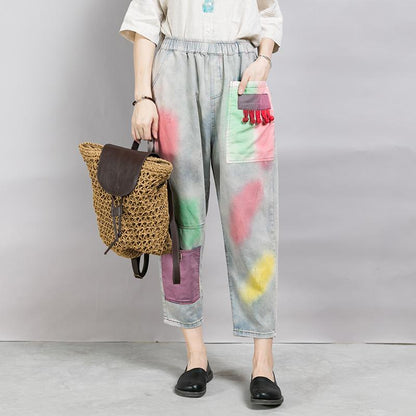 Casual Printing And Dyeing Frayed Jeans