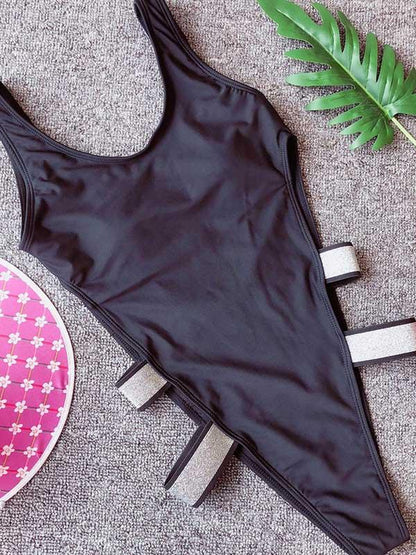Bandage Plain One-piece Swimwear