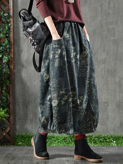 Loose Printed A-line Skirt Bottom
