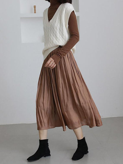 SIMPLE SOLID COLOR RUFFLED SKIRT