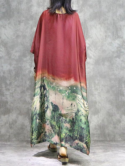 Literary Silk Split-joint 2-Pieces Long Dress