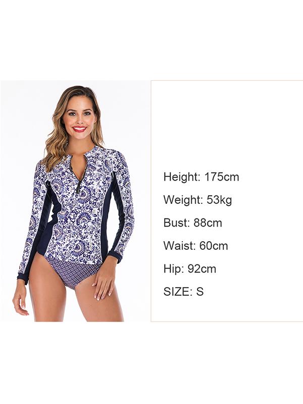 Printing Zipper Collar Two Pieces Wetsuit