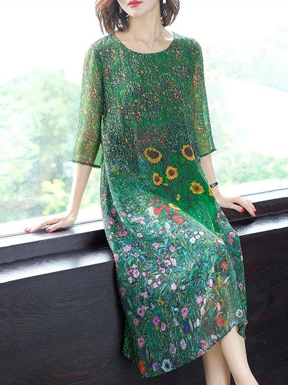 Casual Floral Printed Midi Dress