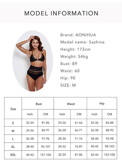 Solid Hollow High Waisted Bikinis Swimwear