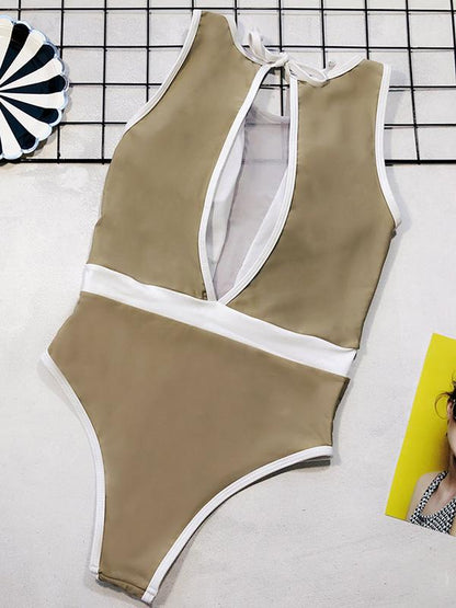 Split-Joint Thin Gauze One-Piece Swimsuit
