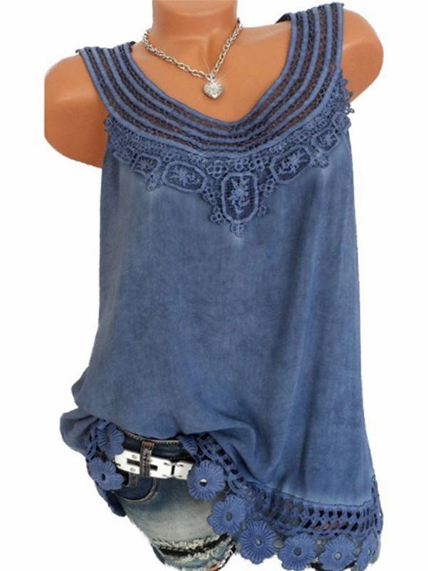 Short Cotton T-Shirt Lace Embroidered