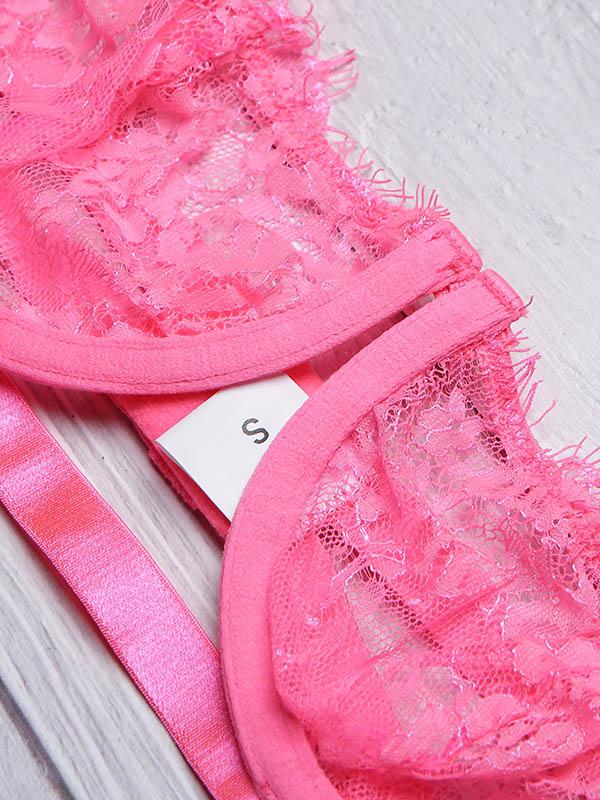Eyelash Lace Underwired Split Sexy Lingerie