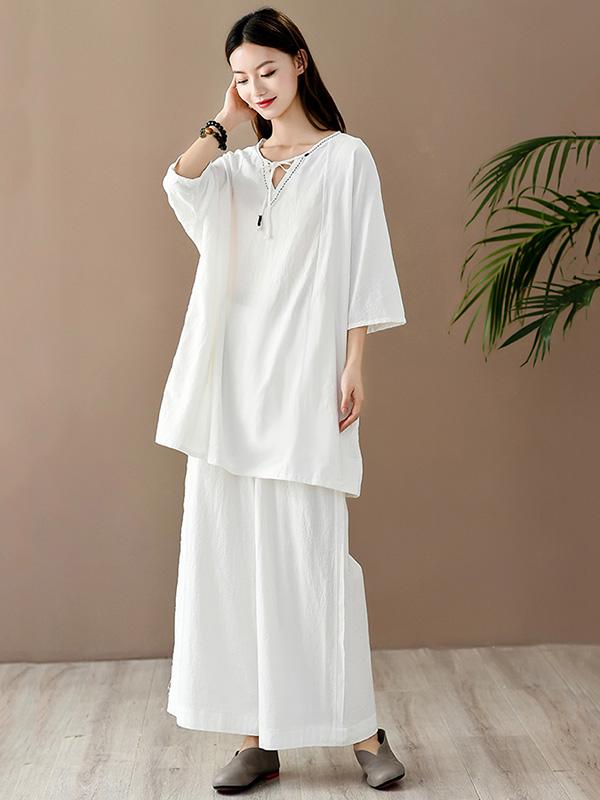 Simple Solid V-Neck T-Shirts Tops