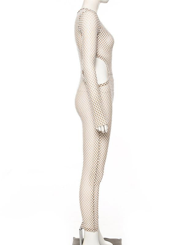 Sexy Mesh Hole Sports Jumpsuits