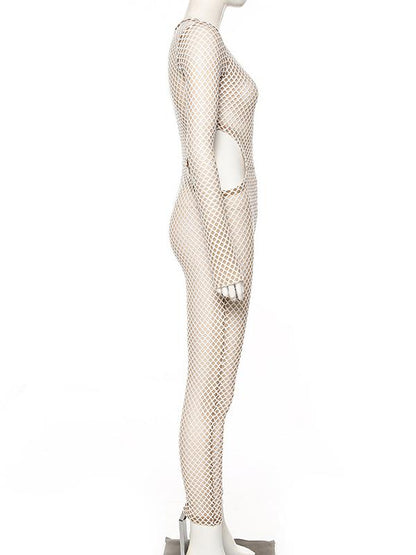 Sexy Mesh Hole Sports Jumpsuits