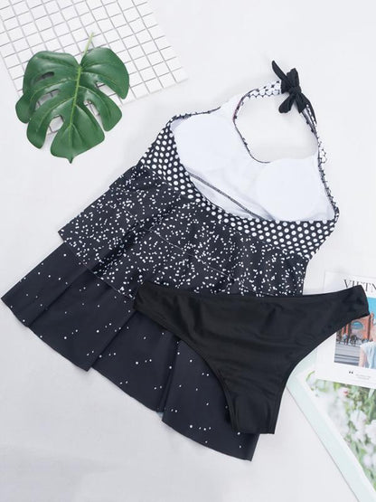 Polka-dot Wrap Tankini Swimsuit