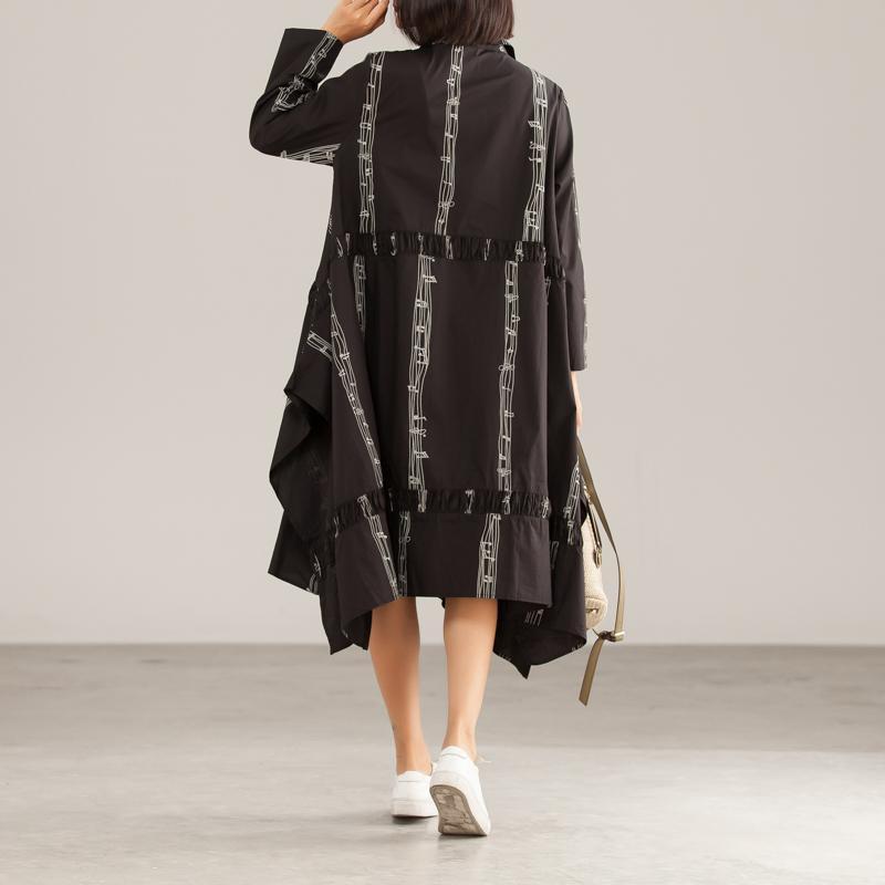 Autumn Cotton Polyeste Irregular Commuter Print Dress