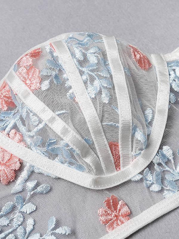 Embroidered See-Through Split Lingerie