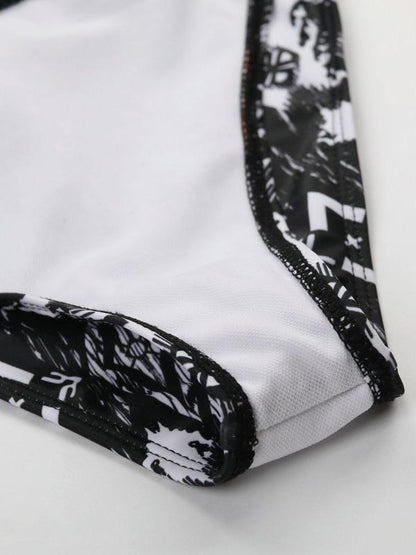 Tie Printed Lace-up Bikini Set