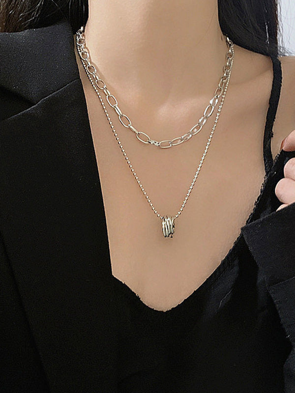 Simple Chic Alloy Double Layer Chains Necklace