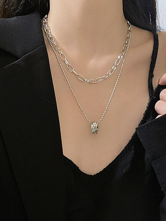 Simple Chic Alloy Double Layer Chains Necklace