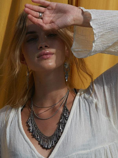 Bohemia Solid Long Sleeve Maxi Dress