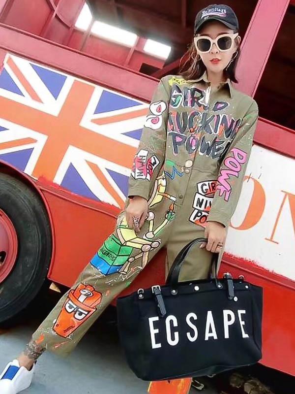 Street Casual Printed Jumpsuits