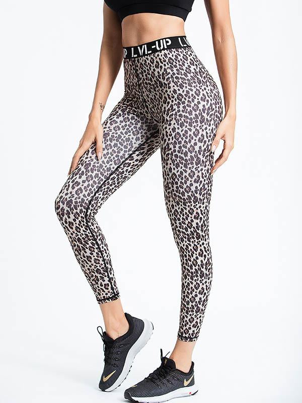 Leopard Letters Printed Quick Dry Yoga Legging