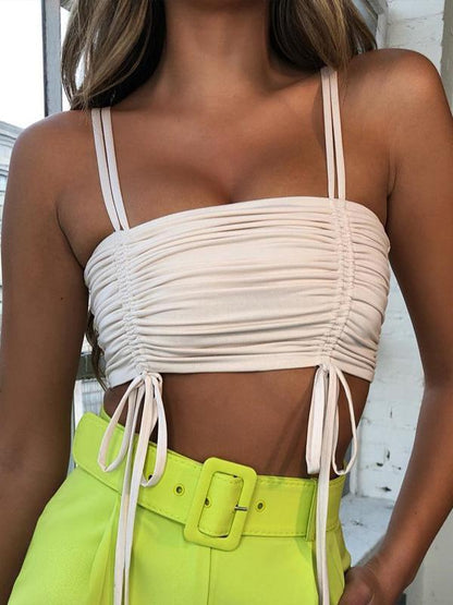Tasseled Strapless Spaghetti-neck Tanks