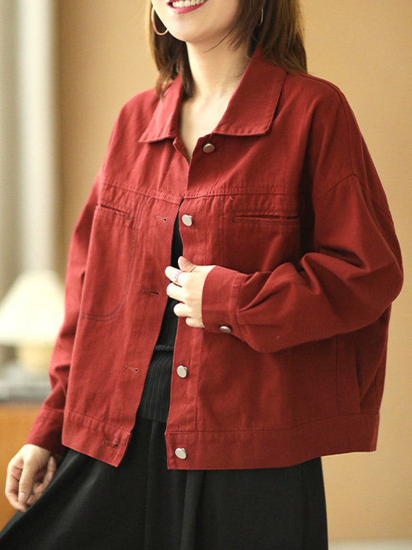 Urban Solid Color Lapel Single Breasted Jacket